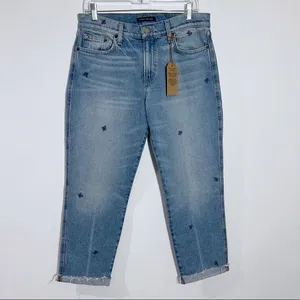 Lucky Brand Sienna Mid Rise Slim Boyfriend Jean Size 4/27 Floral‎ Embroidered thumbnail 2