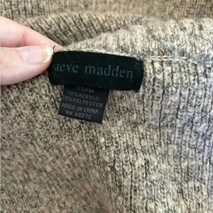 Steve Madden Knit Fringe Poncho Wrap Turtleneck Pockets One Size thumbnail 4
