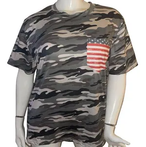 Camouflage tee with American flag breast pocket Size XL thumbnail 1