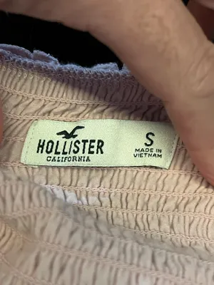 Hollister Tank Top Womens Small Pink Smocked Ruffle Strap Cropped Cami Summer thumbnail 5