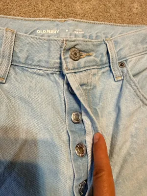 Old Navy Light Wash Baggy Button Fly Cut Off Denim Jorts Size 8 thumbnail 4