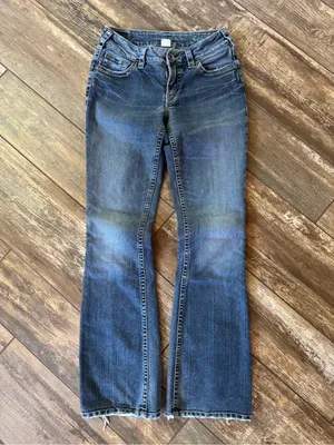 Distressed Suki Silver Jeans Medium Blue Bootcut Jeans size 27 thumbnail 6