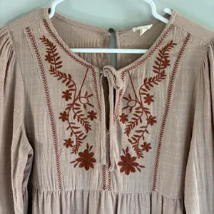 Embroidered Bohemian Tunic Blouse Balloon Sleeve Sz Small Boho Cottagecore Gauzy thumbnail 5