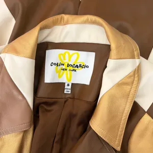 COLIN LOCASCIO Francine Patchwork Trench Coat Vegan Leather Belted Retro Small thumbnail 13