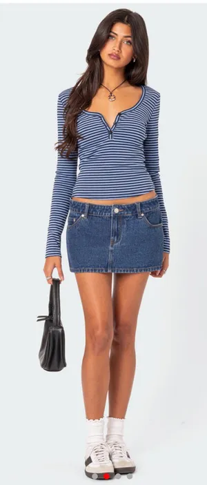edikted jocelyn stripe blue top thumbnail 1