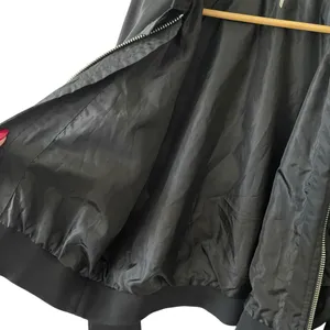FREE PEOPLE Black Midnight Satin Full Zip Oversized Bomber Jacket L thumbnail 14