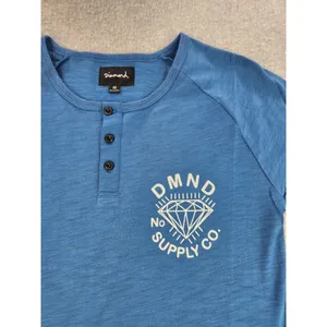 NWT Diamond Supply Co. Womens Sz XSMALL Washed Blue Henley‎ Long Sleeve Shirt XS thumbnail 2