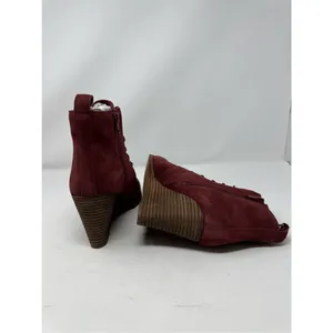 Diba Blake Suede Bootie Burgundy Ankle Boot Lace Up Wedges Size 9.5 NWOB thumbnail 7