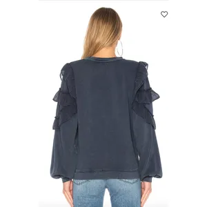 Tularosa REVOLVE‎ Cat Ruffle Navy Blue Pullover Sweatshirt Women's Size XS thumbnail 2