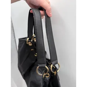 Michael Kors‎ Black Pebbled Leather Hobo Bag Large Gold Hardware Drawstring Y2K thumbnail 9