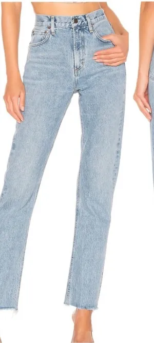 AGOLDE Cherie Straight High Rise Raw Hem Cotton Jeans thumbnail 1