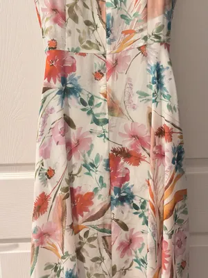 Calvin Klein Floral Chiffon Maxi Dress - Blush, Coral, Teal thumbnail 6