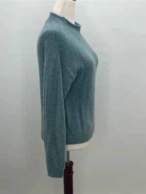 Bianco & Blu Womens Blue Green Made In Italy Wool Blend Mock Neck Sweater Medium thumbnail 6