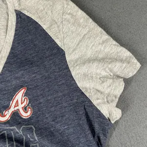Majestic Atlanta Braves Shirt Womens‎ XL Blue Gray MLB Baseball Tee Short Sleeve Genuine thumbnail 5