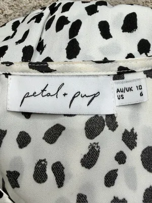 Petal & Pup Hyde Cheetah Tie Waist V-Neck Long Sleeve Maxi Dress 6 White Black thumbnail 6