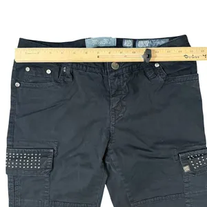 Miss Me Black Rhinestone Low Rise Skinny Cargo CP12468 Pants Jeans size 30 thumbnail 4