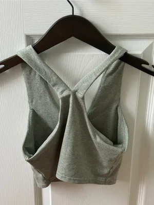 Quince Ultra-Soft V-Neck Cropped Tank in Gray Sage thumbnail 3