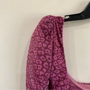 Oh Polly Purple Leopard Print Mesh Ruched Bodycon‎ Dress Size 2 thumbnail 6