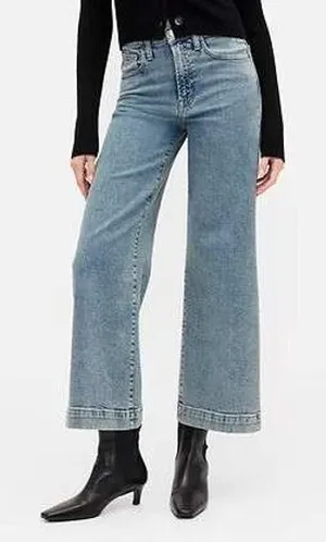 Gap 16 33 Wide Leg Jeans Light Wash High Rise Cropped Denim Casual 5-Pocket thumbnail 1