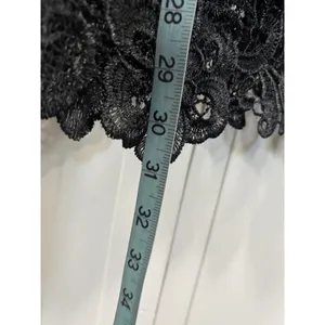 Lace Faux Leather Corset Black Size 3XL Runs Small Lace Sides/Skirt Boning Zip thumbnail 2