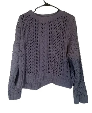 Altar’d State Blue Loose Knit Pullover Sweater Long Sleeve Casual Women Size Sm thumbnail 1
