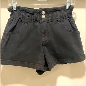 Target Black Stretchy Denim Elastic Waistband Paper Bag Shorts - XS thumbnail 1