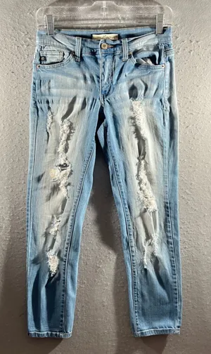 1238 |‎ KanCan Distressed Ripped Skinny Jeans Light Wash Blue Womens 28 thumbnail 1