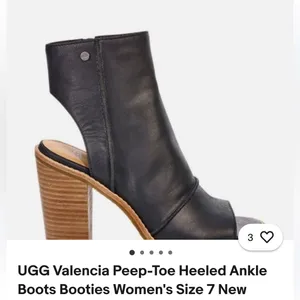 UGG Black Peep-Toe Heeled Boots thumbnail 2