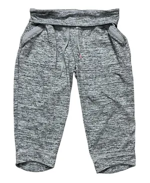 ATHLETA Gray Capri Lounge Pants Women Size L Fold-Over Waist Zip-Pockets thumbnail 1