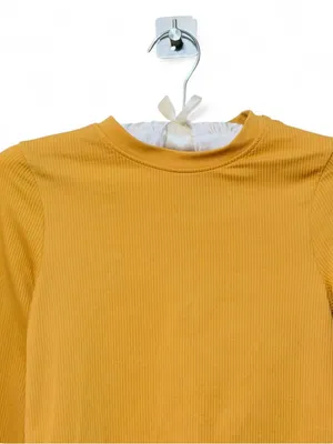H&M Women’s Long Sleeve Ribbed Crop Top Yellow Size Small thumbnail 8