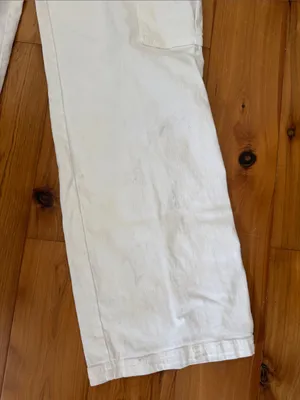 Cotton candy Medium White Jean Cargo Pants with Utility Pockets thumbnail 2