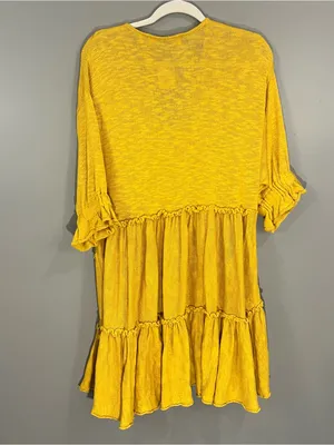 Free People Tunic Dress Women S Gold New Tiered Boho Knit V-Neck OB1369017 thumbnail 6