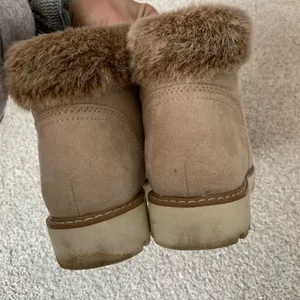 Ana Nelson Fur Lace Up Boots Hiking Sherpa Cream Beige Memory Foam Size 7.5 8 thumbnail 5