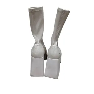 Windsor Smith White Stretch Sock‎ Platform Block Heel Boots Size 10 thumbnail 2
