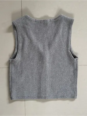 Abercrombie & Fitch Gray Knit Button-Front Tank Vest thumbnail 3