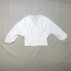Cliché | White Eyelet Cropped Peasant Top | Small thumbnail 4