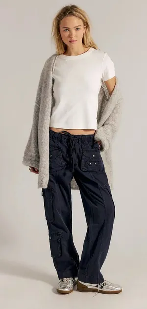 Free People Tahiti Cargo Pant in Black thumbnail 1
