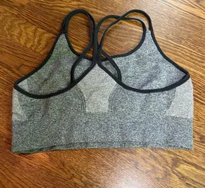 40360 DKNY sports bra heather gray w/black strappy Size Small thumbnail 2