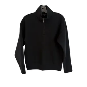 Banana Republic Long Sleeve Scuba Quarter Zip Sweatshirt Womens Small Black thumbnail 2