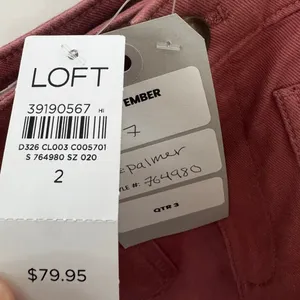 LOFT The Palmer Wide Leg High Rise Pants Size 2 Dusty Rose Pink Denim Trousers thumbnail 8