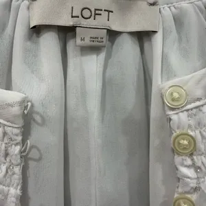 LOFT White Size M Ruffle Sleeve Textured Fairy Blouse thumbnail 3