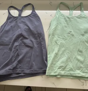 Athleta Ribbed Racerback Tanks — Slate Gray & Sage Green thumbnail 1