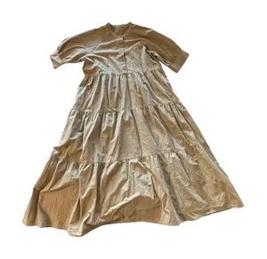 Women's size small tan modest maxi dress, new no tags pit to pit 19", length 45" thumbnail 1