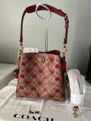 Coach Willow Bucket Bag In Signature Canvas With Heart Print thumbnail 1