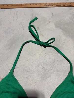 Aerie Green Textured Triangle Bikini Top medium thumbnail 3