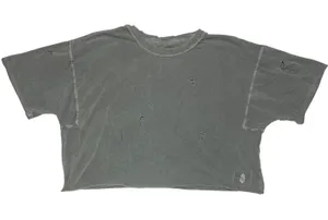 FP Movement‎ Distressed Cropped Tee Women's Small Gray 100% Cotton Oversized EUC thumbnail 1