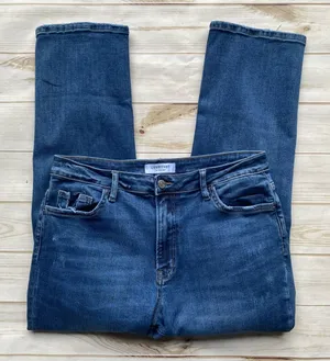 Vervet denim jeans dark wash stretch straight leg crop ankle length distressed thumbnail 1