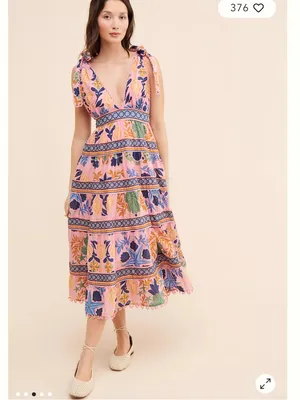 Farm Rio Seashell Tapestry Sleeveless Pink Floral Tie-Shoulder Maxi Dress thumbnail 4