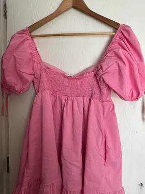 Pink Puff Sleeve Dress Size M thumbnail 2