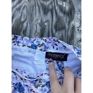 Vintage Prestwyck Womens‎ Shorts Small White Blue Floral Cotton Cottage Spring thumbnail 4
